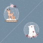 Preview: Dear Santa Panel Tiere rauchblau Bio Sommersweat Stoffduo Eigenproduktion