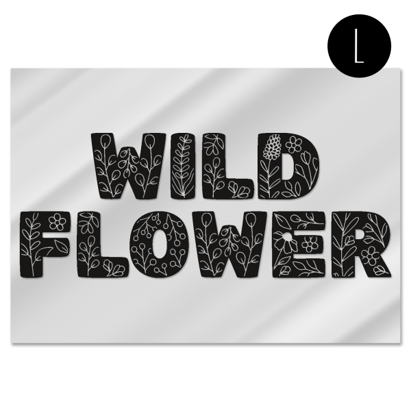 L schwarz WILD FLOWER Bügelbild Stoffduo Eigenproduktion