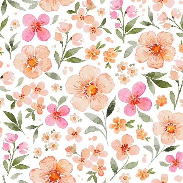 Peachy Flowers Blumen 3 Jersey Stoffduo Eigenproduktion